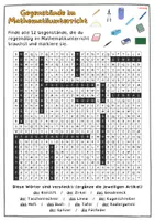 Vorschau - Arbeitsblätter - Suchsel - Wortsuchrätsel - Gegenstände im Mathematikunterricht - DAF DAZ DFU - Seite 2