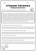 Vorschau - Arbeitsblätter - Reading Comprehension Klasse 5-6: Sommerferien - Seite 1