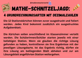 Vorschau - Aufgabenkarten - Mathe-Schnitzeljagd: 4 Grundrechnungsarten mit Dezimalzahlen - Deckblatt