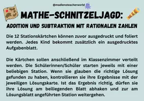Vorschau - Aufgabenkarten - Mathe-Schnitzeljagd: Addition und Subtraktion rationaler Zahlen - Deckblatt