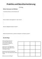 Vorschau - Stundenentwürfe - Berufsorientierung Arbeitsblätter - Deckblatt