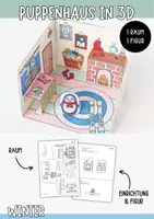 Vorschau - Mal- und Bastelvorlagen - Basteln Puppenhaus in 3D- Winter - Deckblatt