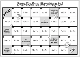 Vorschau - Arbeitsblätter - 9er-Reihe Mathe Brettspiel (Multiplikation/Einmaleins) - Seite 1