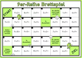 Vorschau - Arbeitsblätter - 9er-Reihe Mathe Brettspiel (Multiplikation/Einmaleins) - Seite 3