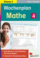 Vorschau - Arbeitsblätter - Wochenplan Mathe Klasse 4 | Jede Woche übersichtlich auf einem Bogen | Grundrechenarten, Geometrie, Sachaufgaben | mit Lösungen - Deckblatt