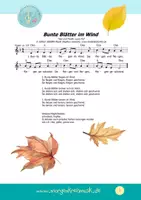 Vorschau - Arbeitsblätter - MUSIKPAKET mit Noten & MP3s - Bunte Blätter im Wind - HERBSTLIED BLÄTTERLIED - Seite 1
