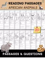 Vorschau - Arbeitsblätter - African Animals: Reading Passages with Questions - Deckblatt