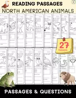 Vorschau - Arbeitsblätter - North American Animals: Reading Passages with Questions - Deckblatt