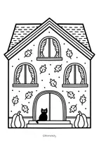 Vorschau - Mal- und Bastelvorlagen - Kooperatives Herbst Dorf Kunstprojekt - Fensterbilder zum Weiter- und Ausmalen & Basteln - Seite 3