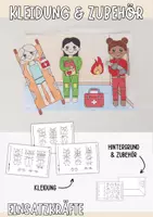 Vorschau - Mal- und Bastelvorlagen - Teil der Serie Anziehpuppen – Feuerwehr, Polizei & Co - Deckblatt