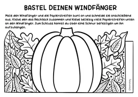 Vorschau - Arbeitsblätter - Windspiel zum Ausmalen & Basteln für den Herbst - Windfänger Bastelvorlagen - Seite 1