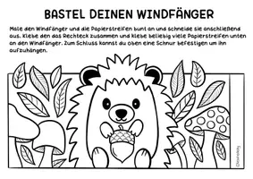 Vorschau - Arbeitsblätter - Windspiel zum Ausmalen & Basteln für den Herbst - Windfänger Bastelvorlagen - Seite 2