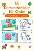 Vorschau - Mal- und Bastelvorlagen - Namensschilder für Kinder – jeweils farbig & zum Ausmalen - Deckblatt
