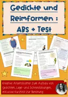 Vorschau - Arbeitsblätter - Gedicht und Reimschema - Arbeitsblätter und Test Klasse 4-6 - Deckblatt