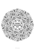 Vorschau - Mal- und Bastelvorlagen - Doodle Erntedank Mandals zum Ausmalen “Frohes Erntedankfest" - Seite 1