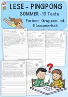 Vorschau - Arbeitsblätter - Lese-Pingpong Sommer, Klasse 2, 3 - Deckblatt