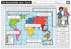 Vorschau - Arbeitsblätter - KARTENKUNDE - Die Bestandteile einer Karte (Arbeitsblatt 2-fach differenziert) - Seite 3