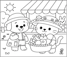 Aperçu - Matériel pour travaux manuels / dessin - Sunny Days with Cute Creatures Coloring Pages - Page 1