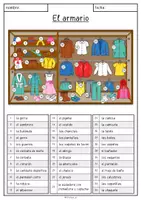 Vorschau - Arbeitsblätter - "La ropa" - AB Kleiderschrank mit Kleidung + Lösungen - Seite 1