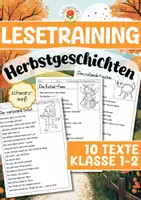 Vorschau - Arbeitsblätter - Lesetraining - Herbstgeschichten (Klasse 1-2) - Deckblatt