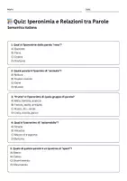 anteprima - Quiz - Semantica Italiana: Quiz Iperonimia e Relazioni tra Parole - Pagina 1