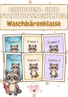 Vorschau - Bildkarten - Gruppen- und Stationsschilder - Waschbärenklasse - Deckblatt