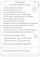 Vorschau - Arbeitsblätter - Das Herbstwetter - Leseverständnis, differenziert, Klasse 3, 4 - Seite 1