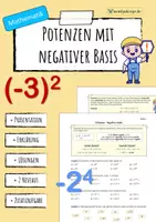 Vorschau - Arbeitsblätter - Potenzen mit negativer Basis - Potenzrechnung (Arbeitsblatt) - Deckblatt