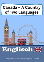 Vorschau - Arbeitsblätter - Reading Comprehension – Canada: A Country of Two Languages - Deckblatt