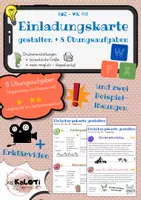 Vorschau - Merkblätter - Einladungskarten gestalten, Übungsaufgaben, Erklärvideo - Deckblatt