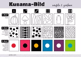 Vorschau - Mal- und Bastelvorlagen - KUNST: Würfelspiel Kusama, Würfelvorlage - Seite 2