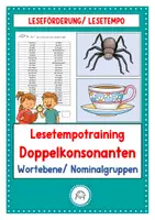 Vorschau - Arbeitsblätter - Lesetraining. Lesetempo steigern. Blitzlesen. Doppelkonsonanten - Deckblatt