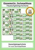 Vorschau - Anderer Materialtyp - Klassenmotto Dschungelklasse: Hausaufgabengutscheine - Deckblatt