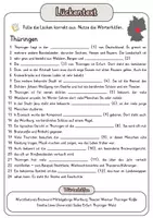 Vorschau - Arbeitsblätter - Lückentext Thüringen + Lösungen - Deckblatt