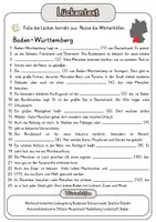 Vorschau - Arbeitsblätter - Lückentext Baden-Württemberg + Lösungen - Deckblatt