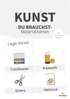 Vorschau - Präsentationen/Tafelbilder - Kunst: 100+ "Du brauchst"- bzw. "Lege bereit"-Karten für den Kunstunterricht - Deckblatt