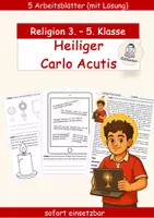 Vorschau - Arbeitsblätter - Heiliger Carlo Acutis (5 Arbeitsblätter mit Lösung) - Deckblatt
