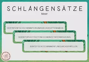 Vorschau - Stationenlernen - Schlangensätze: Meer / Meerestiere - Deckblatt