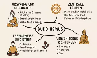Vorschau - Arbeitsblätter - Arbeitsblatt zum Thema "Buddhismus" + Onlineübung & MP3 + Mindmap + Infografiken - Seite 3