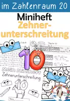 Vorschau - Arbeitsblätter - Miniheft - Zehnerunterschreitung / Zehnerstopp im ZR 20 - Subtraktion - Deckblatt