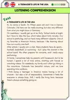 Vorschau - Arbeitsblätter - Listening Comprehension – A Teenager’s Life in the USA (Klasse 7–9, Englisch) - inkl. MP3 - Seite 1