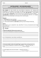 Vorschau - Arbeitsblätter - Satzglieder – Das Subjekt einfach erklärt (Arbeitsblätter + Lösungen) | Subjekt bestimmen, Grammatik Übungen, Satzglieder Umstellprobe, Deutschunterricht, Grundlagen Syntax - Seite 1