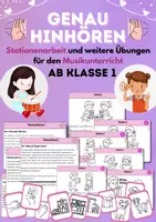Vorschau - Unterrichtsreihen - Musik Unterrichtseinheit: Genau Hinhören, Stationenarbeit für Klasse 1,2 - Deckblatt