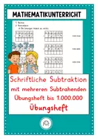 Vorschau - Arbeitsblätter - Schriftliche Subtraktion mit mehreren Subtrahenden bis 1.000.000. Übungsheft - Deckblatt