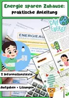 Vorschau - Arbeitsblätter - Energie sparen zuhause: praktische Anleitung - Deckblatt