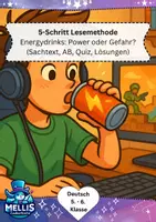 Vorschau - Arbeitsblätter - ⚡ 5-Schritt Lesemethode: Energydrinks - Power oder Gefahr? (Sachtext, AB, Quiz, Lösungen) - Deckblatt