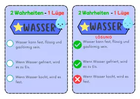 Vorschau - Arbeitsblätter - XXL BÜNDLE - 2 Wahrheiten 1 Lüge - WASSER, FEUER, STROM - Aufgabenkärtchen mit Lösungen - Seite 2