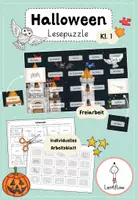 Vorschau - Arbeitsblätter - Lesen Halloween: Lesepuzzle | Erstlesen, Lesetraining DAZ - Deckblatt