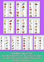 Vorschau - Arbeitsblätter - Arbeitsblätter ABC Vorschule – Alphabet lernen mit Bildern, 10 Seiten PDF & JPG, sofortiger Download - Seite 2