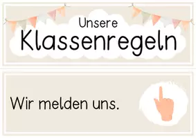 Vorschau - Präsentationen/Tafelbilder - Klassenregeln 🌈 Boho / Beige - mit und ohne Silbenschrift - Seite 2